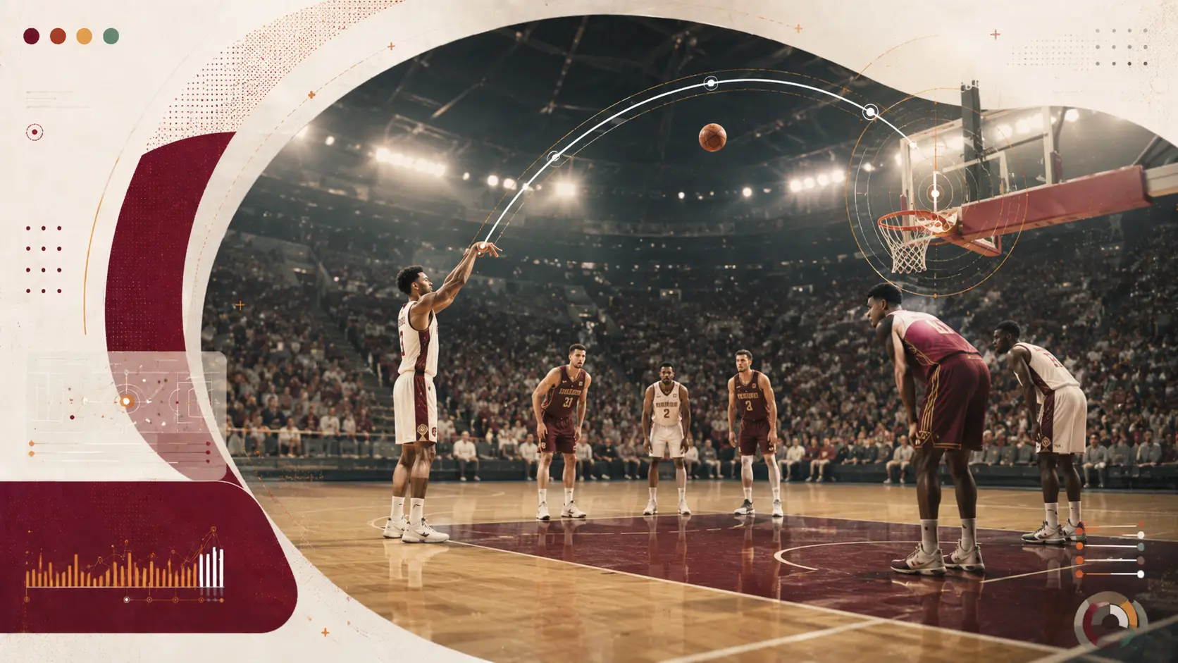 Tiro libre en baloncesto como lanzamiento visible desde la línea