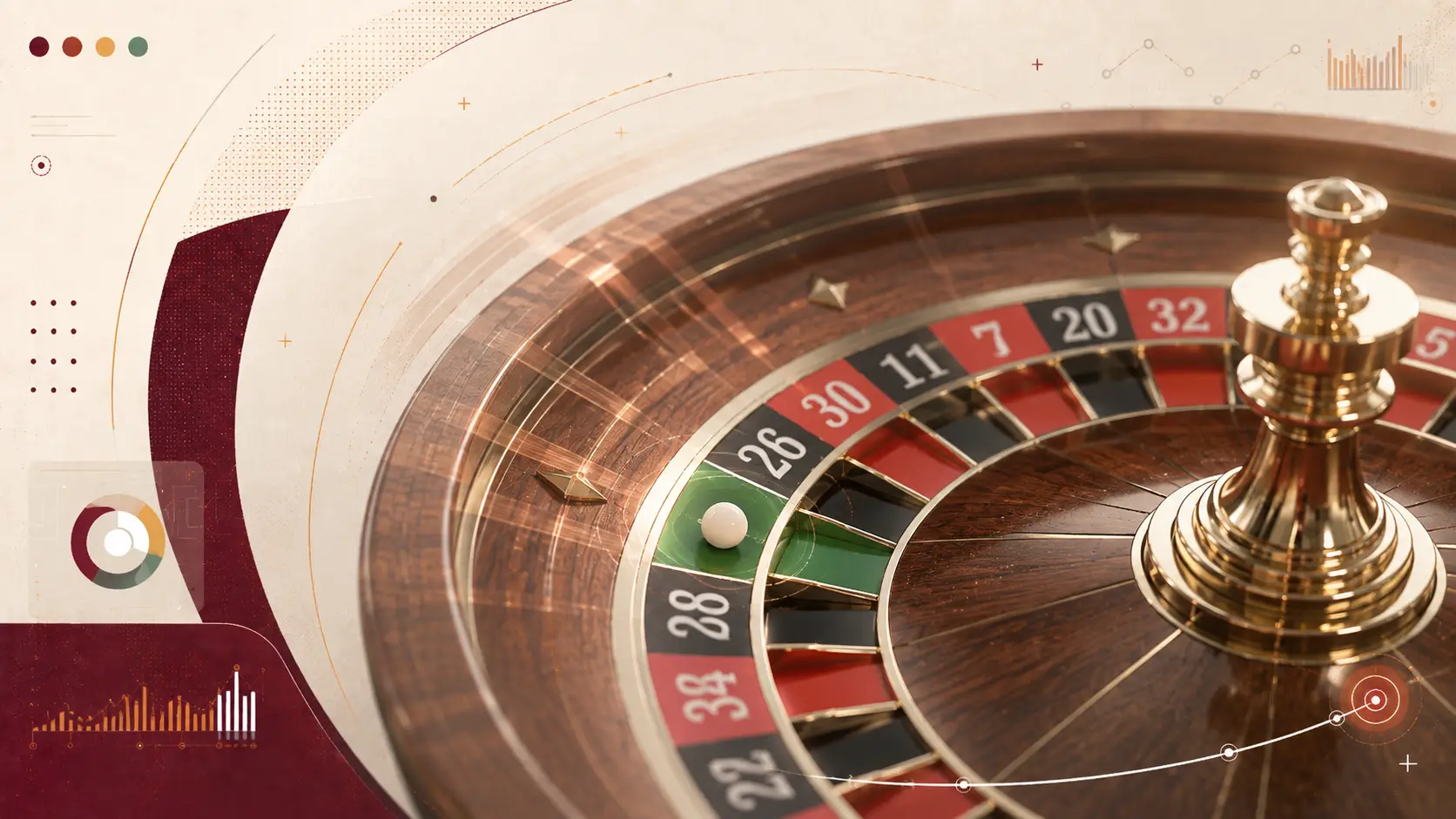Rueda detenida en ruleta online como cierre visual del giro